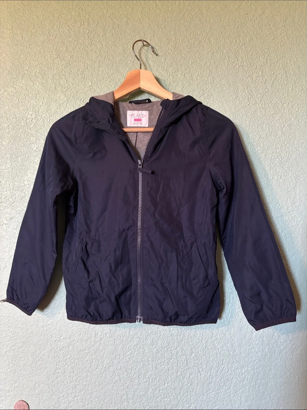 The Children’s Place Navy Girls Lightweight Jacket with Hood Size M 7/8 Good